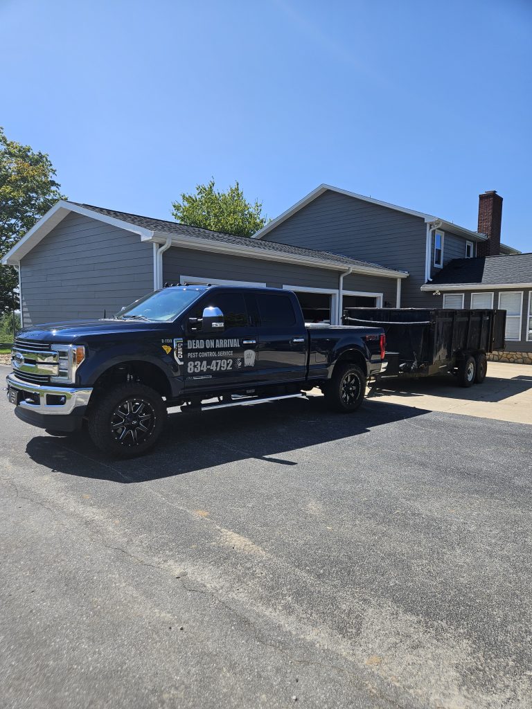 Dead on arrival Work truck at residential facility ready to work.